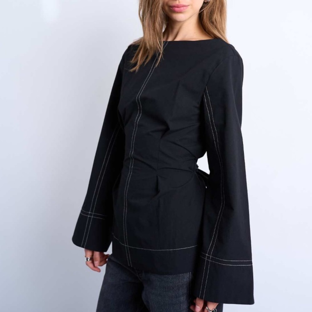 ASOS Black Long Sleeve Wrap Top